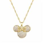 Cute CZ Lady Mouse Pendant Necklace for Teens