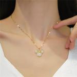 Cute CZ Lady Mouse Pendant Necklace for Teens