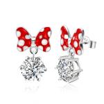 Disney Big Red Bow Sterling Silver Earrings