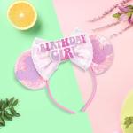 Pink Birthday Mouse Ears Headband for Celebration