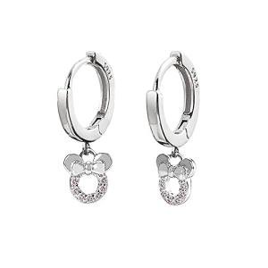 Disney Mouse Huggie Hoop Earrings with Pink CZ