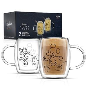Disney Mickey and Pluto Double Wall Coffee Mugs