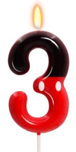 Mickey Mouse Birthday Candles with Number 3