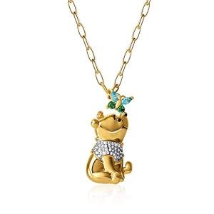 Winnie the Pooh Pendant Necklace with Butterfly Charm