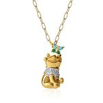 Winnie the Pooh Pendant Necklace with Butterfly Charm