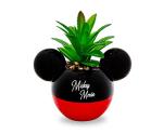 Disney Mickey Mouse 3-Inch Ceramic Mini Planter with Artificial Succulent | Small Flower Pot, Faux Indoor Plants for Desk Shelf, Home Decor Trinket Tray and Collectibles