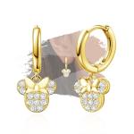 Cute Mickey Bow Dangle Earrings in Silver & Gold