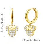 Cute Mickey Bow Dangle Earrings in Silver & Gold