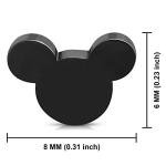 Tiny Mouse Silhouette Black Stainless Steel Earrings