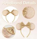 Rose Gold Sequin Mouse Ears Headband for Women