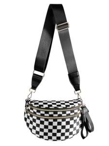 Black and White Checkered Crossbody Fanny Pack