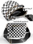 Black and White Checkered Crossbody Fanny Pack