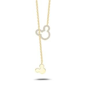 Dainty Disney Mouse Pendant Necklace in Silver & Gold