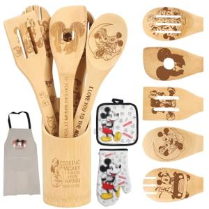 Disney Cartoon Wooden Spoons Set with Cute Accessories