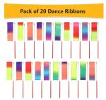 Rainbow Ribbon Dancing Wands - 20 Pack