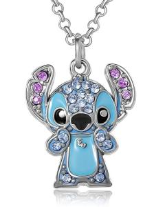 Disney Stitch Necklace with Pave Crystal Accents