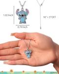 Disney Stitch Necklace with Pave Crystal Accents