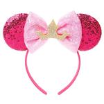 Glitter Pink Princess Mouse Ears Headband for Women