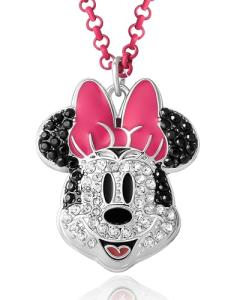 Minnie Mouse Crystal Necklace with Pink Chain
