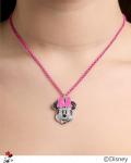Minnie Mouse Crystal Necklace with Pink Chain