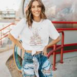 Disney Floral Castle Graphic T-Shirt for Women