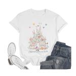 Disney Floral Castle Graphic T-Shirt for Women