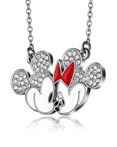 Minnie and Mickey Mouse Crystal Pendant Necklace