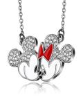 Minnie and Mickey Mouse Crystal Pendant Necklace