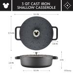 Disney Cast Iron Casserole Pan with Lid, Black