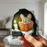 Mouse Reading Book Wall Decor Sticker for Kids