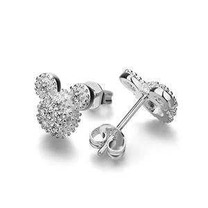 Matte Mickey Mouse Silver Stud Earrings for Adults