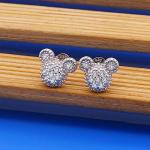 Matte Mickey Mouse Silver Stud Earrings for Adults