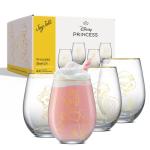 Disney Princess Stemless Glass Set – 4 Pack