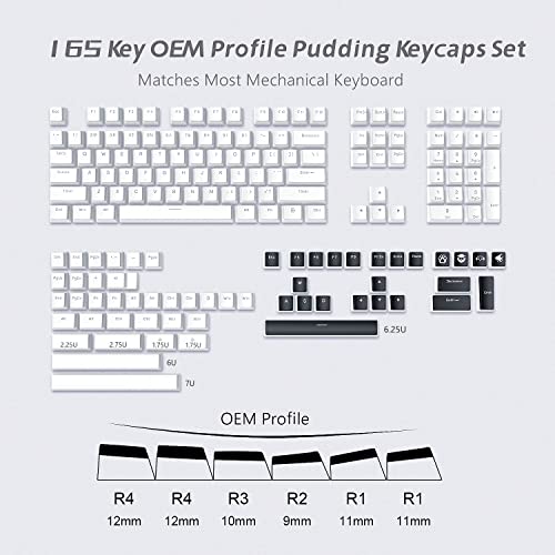 XVX Pudding PBT Keycaps 165 Keys Set - White