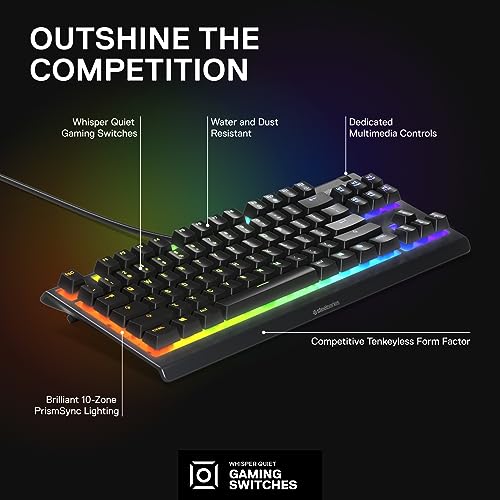 SteelSeries Apex 3 TKL Waterproof Gaming Keyboard