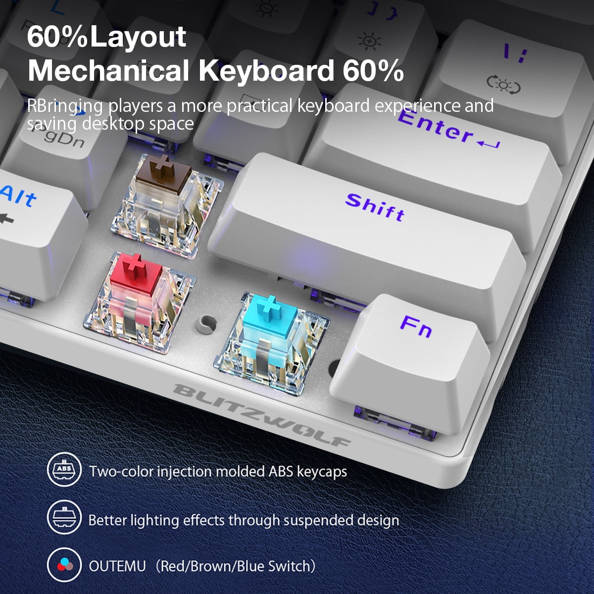 BlitzWolf 61-Key Wireless Mechanical Gaming Keyboard