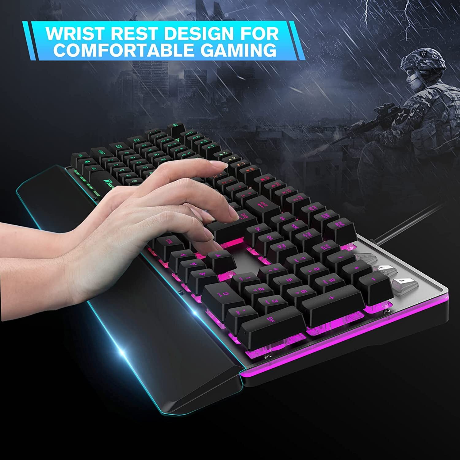 RaceGT Wired Mechanical Gaming Keyboard with Wrist Rest