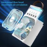 Spray fan portable household three in one small air cooler, 7-color LED night light, 5-hole humidifier, 1-3 hour timer