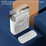 Spray fan portable household three in one small air cooler, 7-color LED night light, 5-hole humidifier, 1-3 hour timer