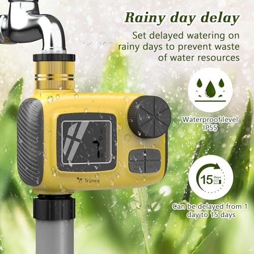 Garden Water Timer with Rain Delay, Yellow