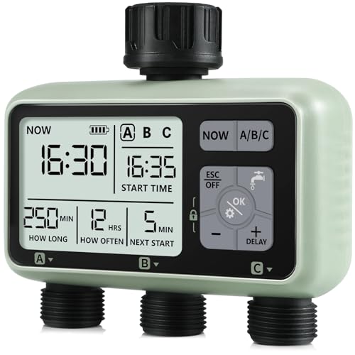 Programmable Garden Watering Timer with 3 Outlets