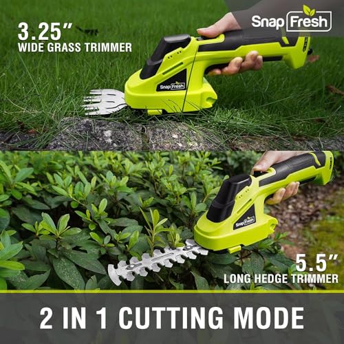 SnapFresh Cordless Grass Shears - 2-in-1 Hedge Trimmer