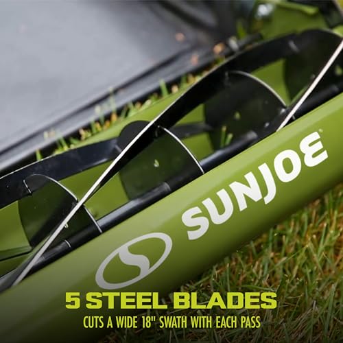 Sun Joe MJ501M 7-Gallon Lawn Mower, 18-Inch, Compact Green/Black