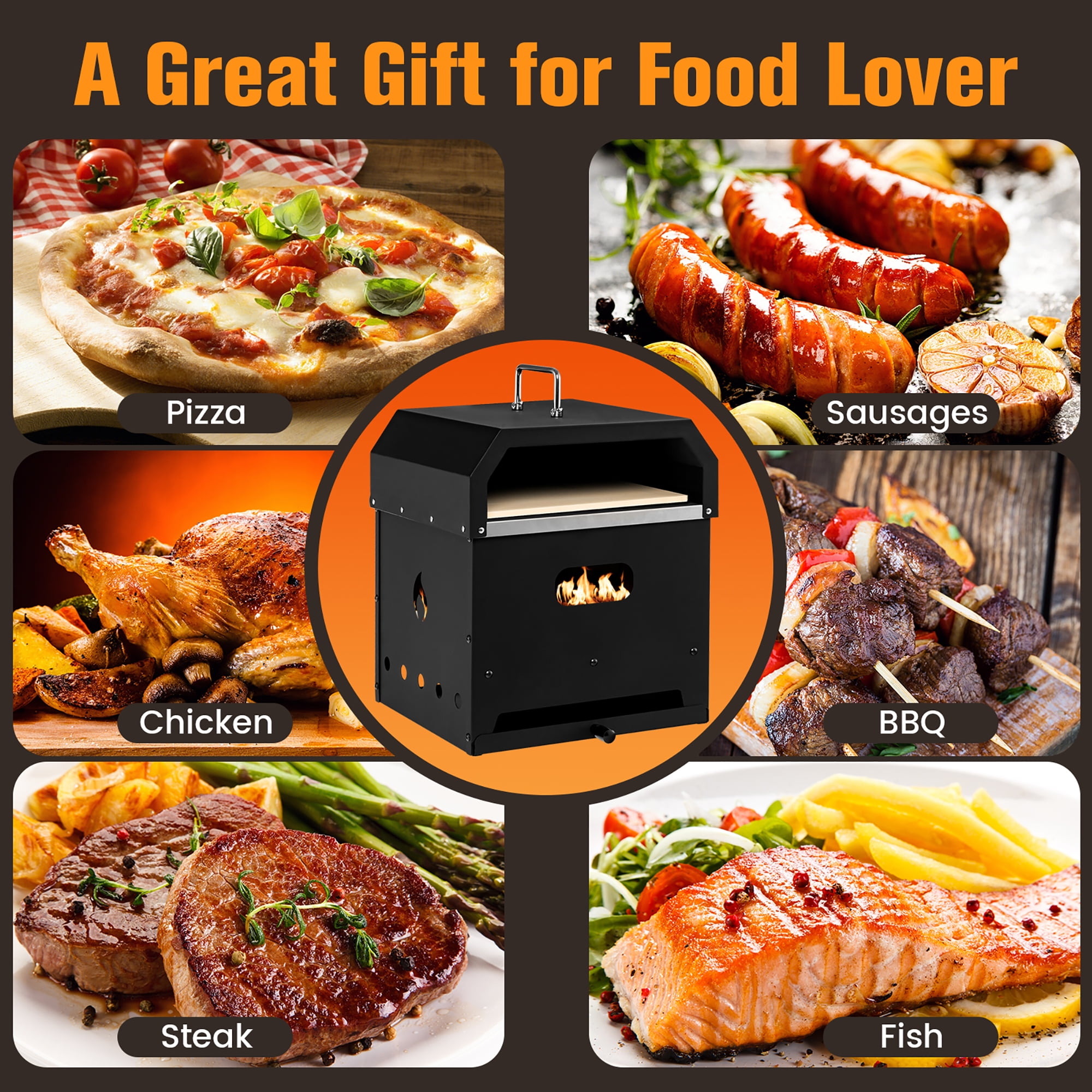 Costway 4-in-1 Outdoor Wood Pizza Oven