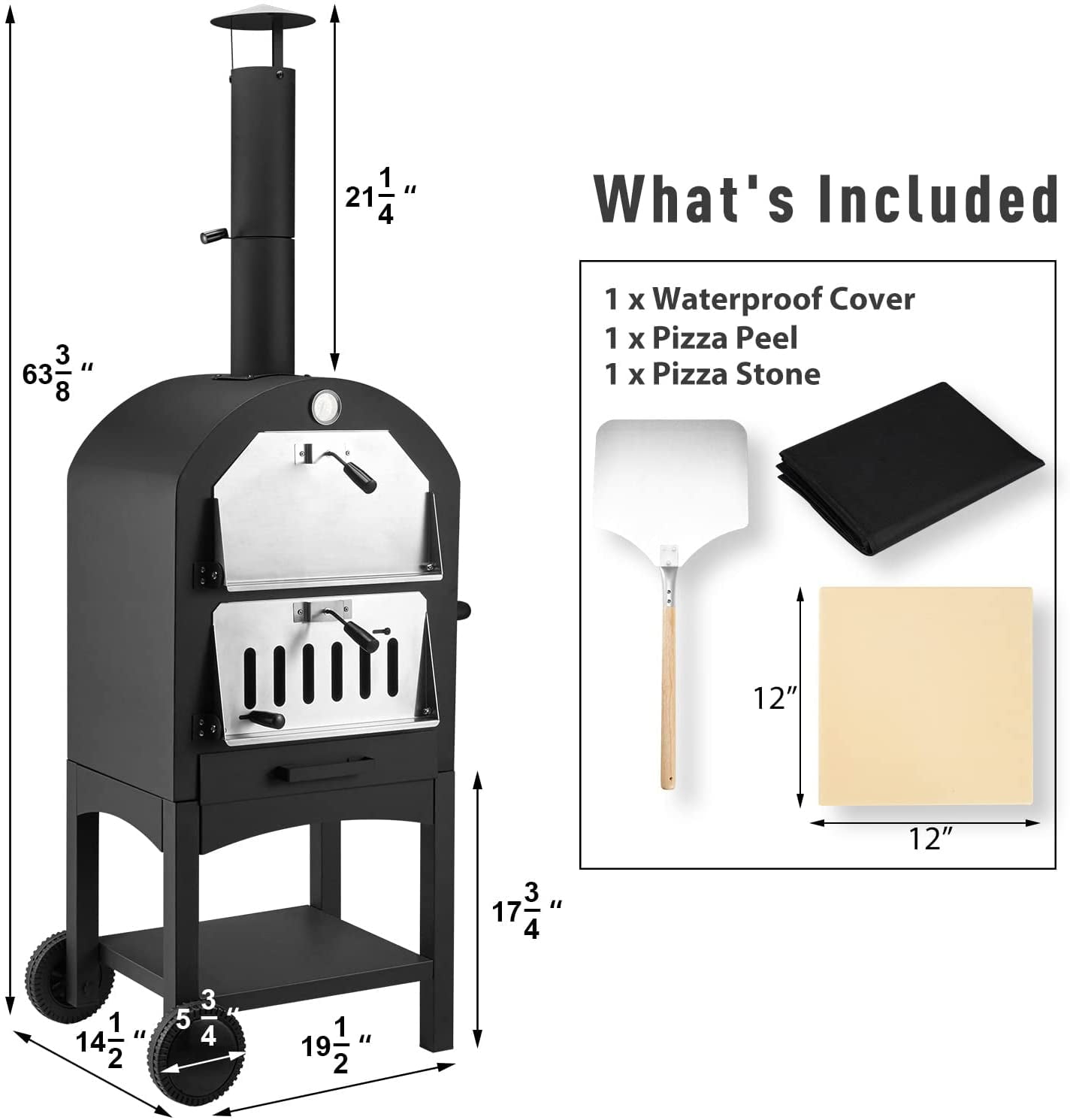 Danrelax Wood Fire Outdoor Pizza Oven with Cover