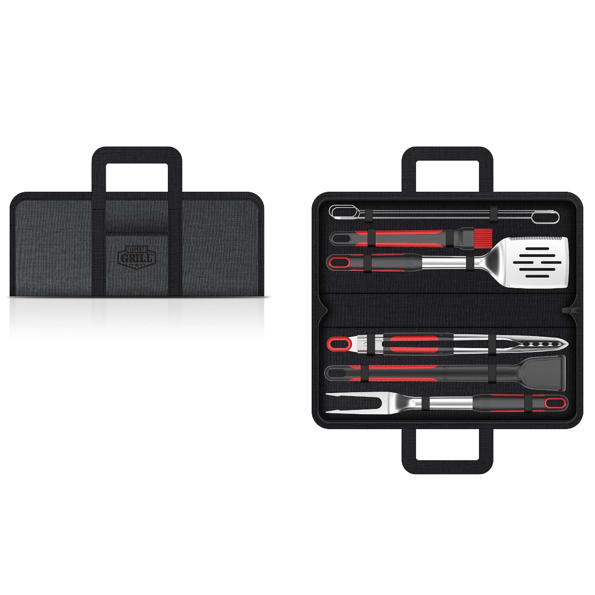 10-Piece Stainless Steel Soft Grip BBQ Grill Tool Set