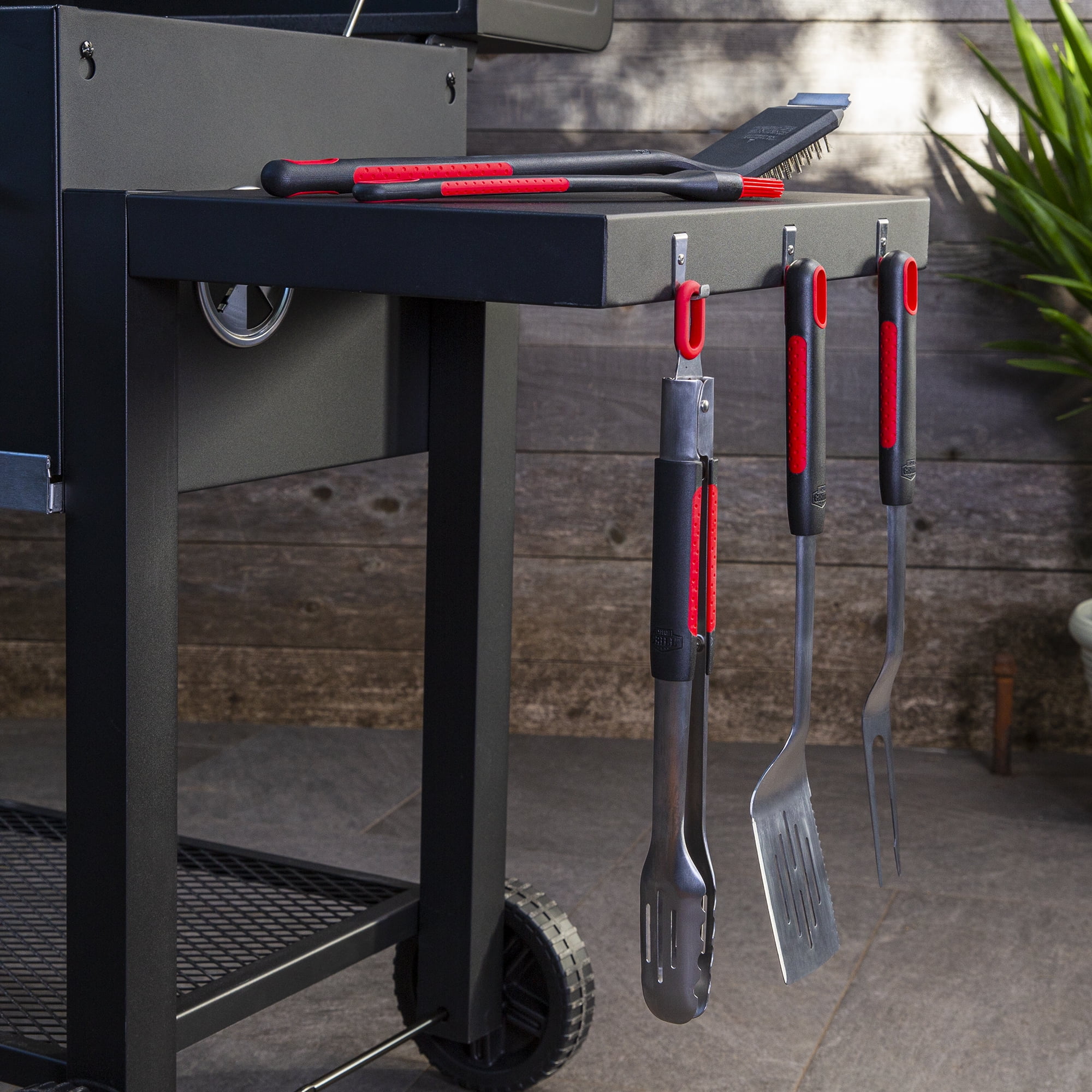 10-Piece Stainless Steel Soft Grip BBQ Grill Tool Set