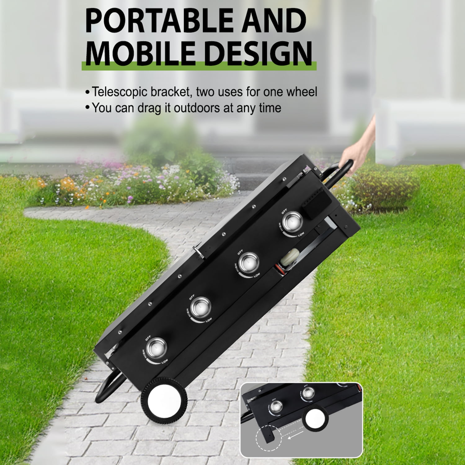 SUGIFT 4 Burner Outdoor Propane Gas Griddle Grill