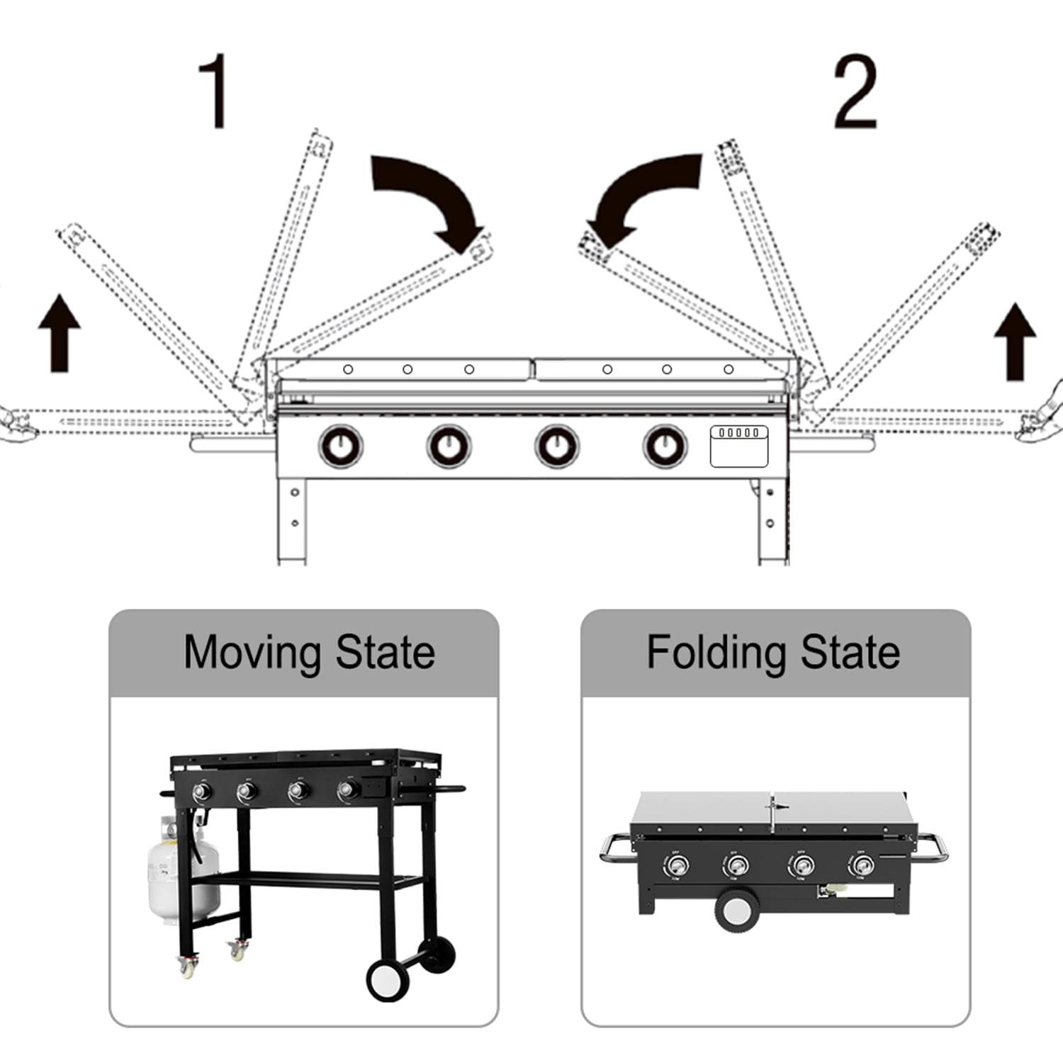 SUGIFT 4 Burner Outdoor Propane Gas Griddle Grill