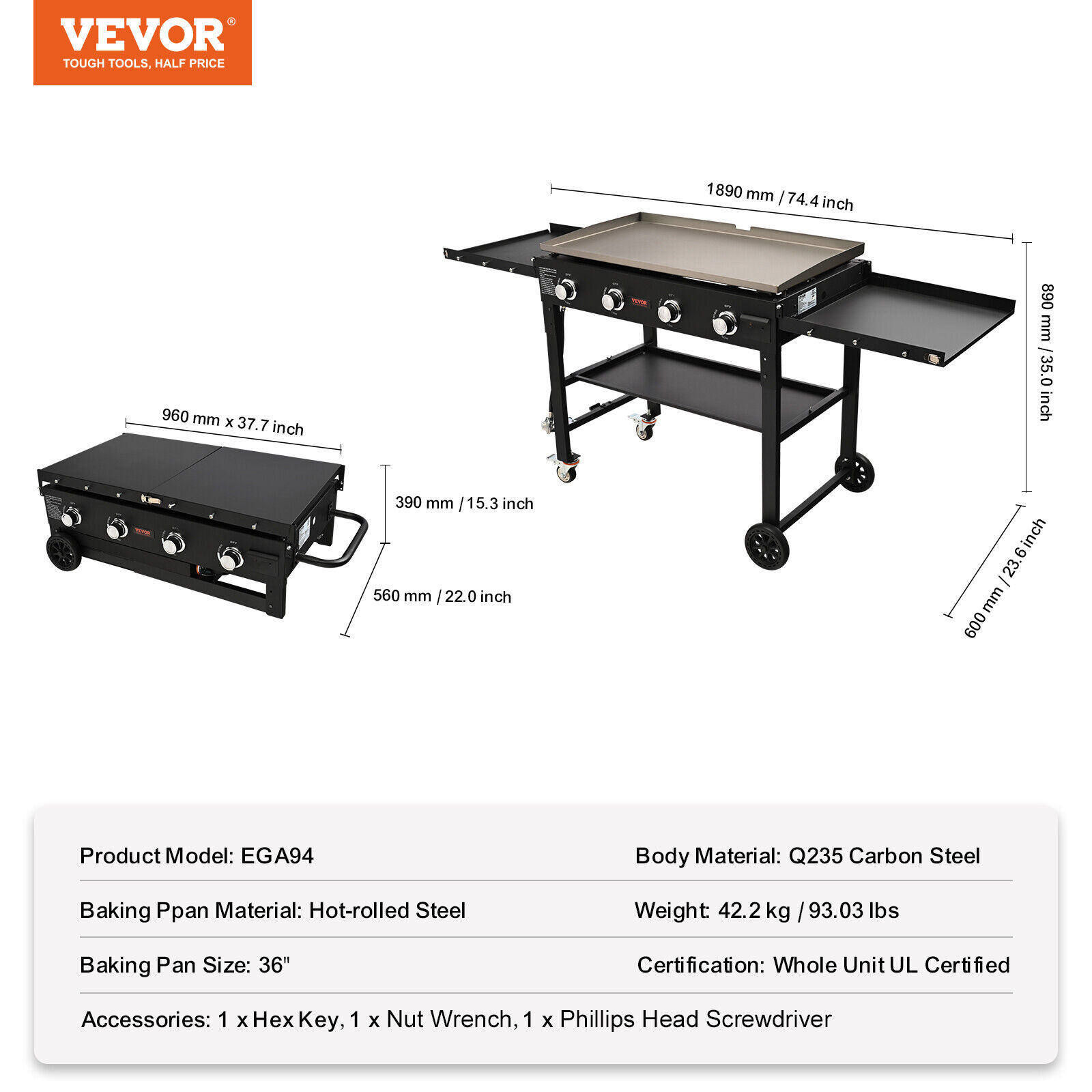 VEVOR 36" Outdoor Propane Gas Griddle Grill